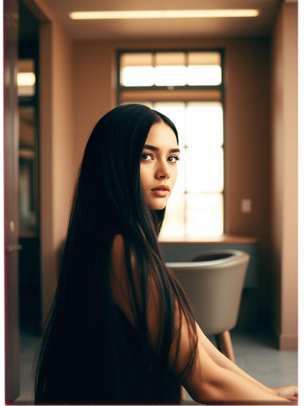 A client in the Kajal Brow & Co styling chair, lit by afternoon window light